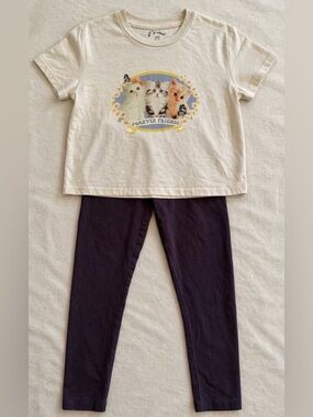 Kitty Cat Tee & Leggings Bundle, Girls Size 6/7